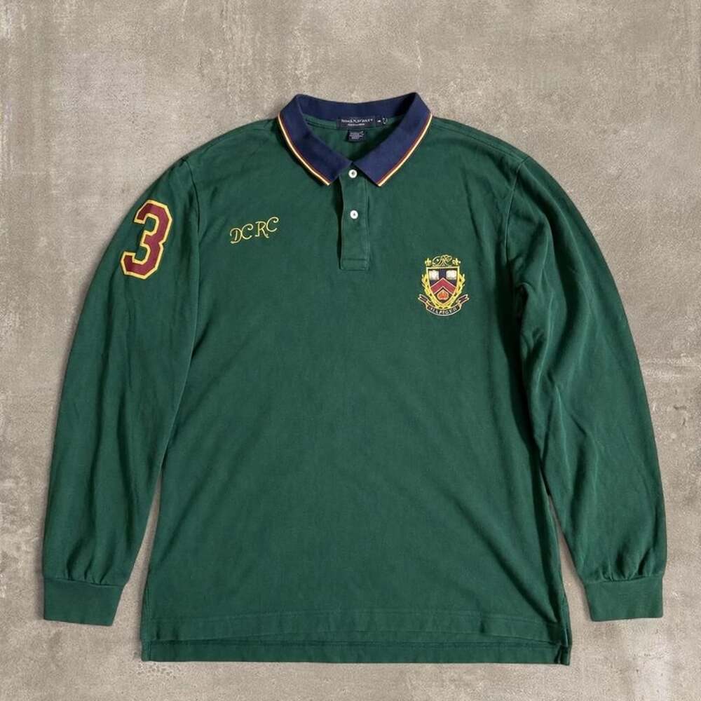 Daniel Cremieux Collection Rugby Polo Size XL Green Long Sleeve Crest